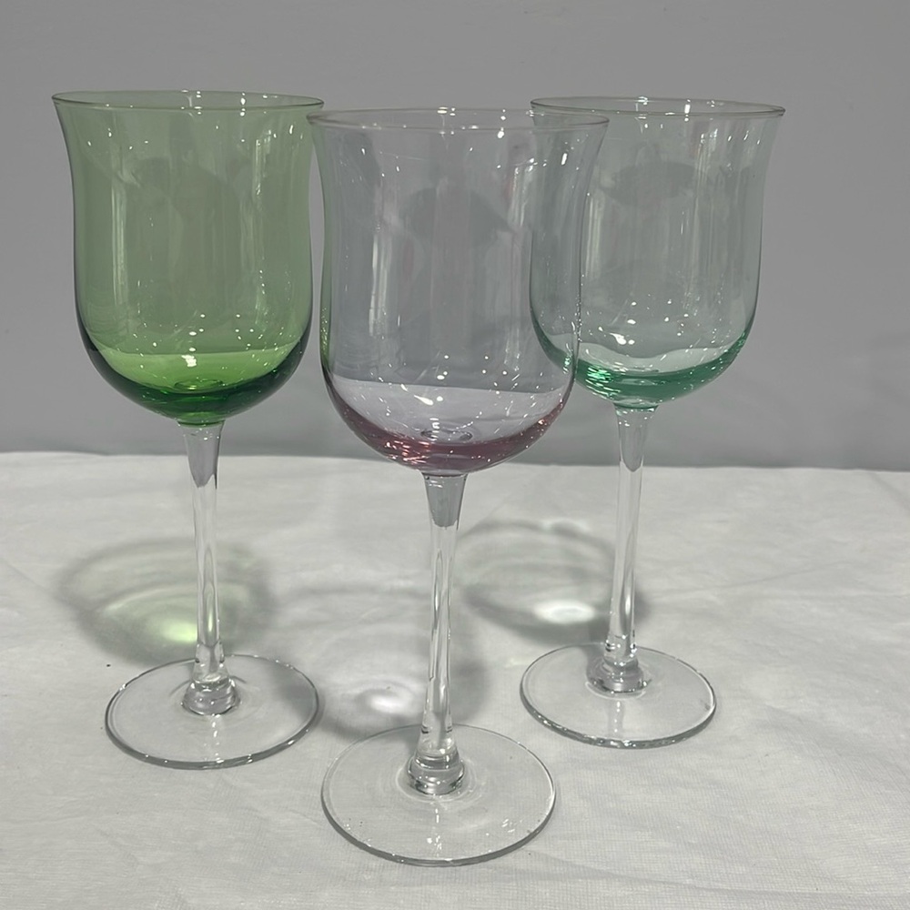 Block Crystal Kaleidoscope Cordial Wine Glasses Set Of 3 Multicolor 12 Oz